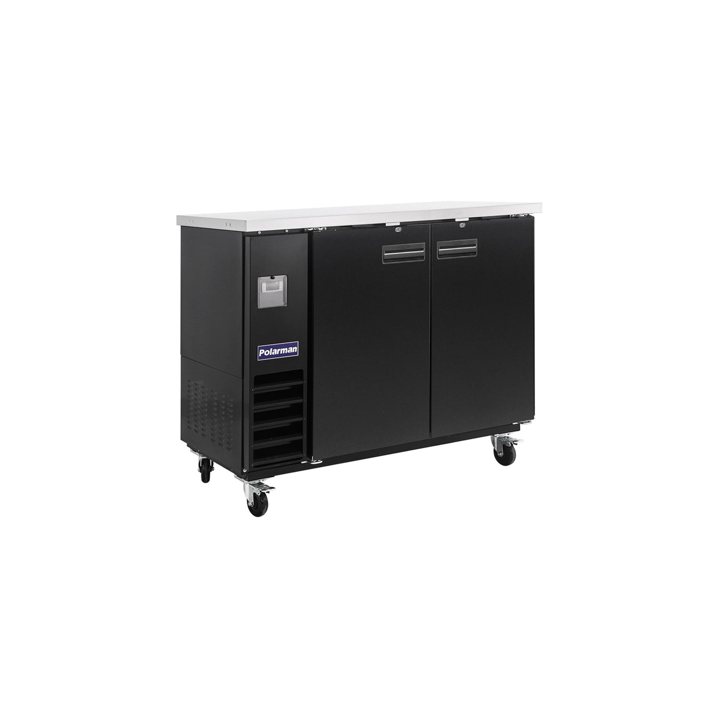 Polarman PLM-BC2-24 49" Black Solid Door Back Bar Refrigerator with LED Lighting
