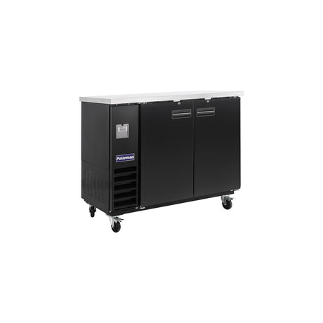 Polarman PLM-BC2-24 49" Black Solid Door Back Bar Refrigerator with LED Lighting