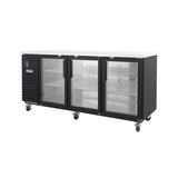 Polarman PLM-BC-4G 90 3/8" Black Glass Door Back Bar Refrigerator with LED Lighting