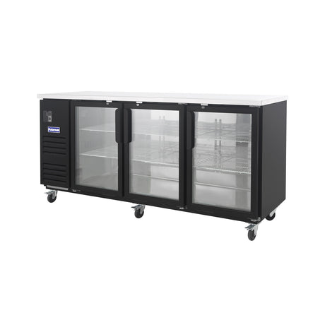 Polarman PLM-BC-4G 90 3/8" Black Glass Door Back Bar Refrigerator with LED Lighting