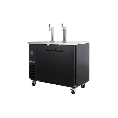 Polarman PLM-BCBD2-2 49 1/8" Dual Single-Tap Kegerator Beer Dispenser with 2 Solid Doors, 12.5 cu. ft.