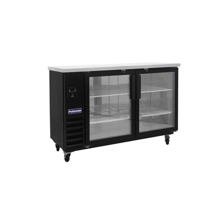 Polarman PLM-BC3-24G 61" Black Glass Door Back Bar Refrigerator with LED Lighting