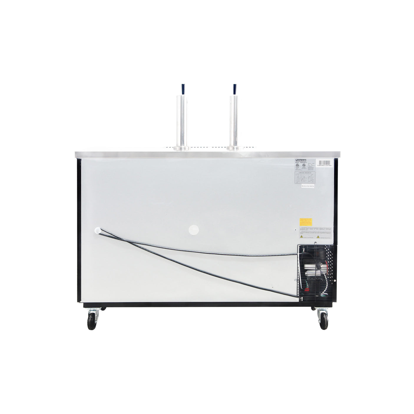 Polarman PLM-BCBD3-2 61 1/16" Dual Single-Tap Kegerator Beer Dispenser with 2 Solid Doors, 16.6 cu. ft.