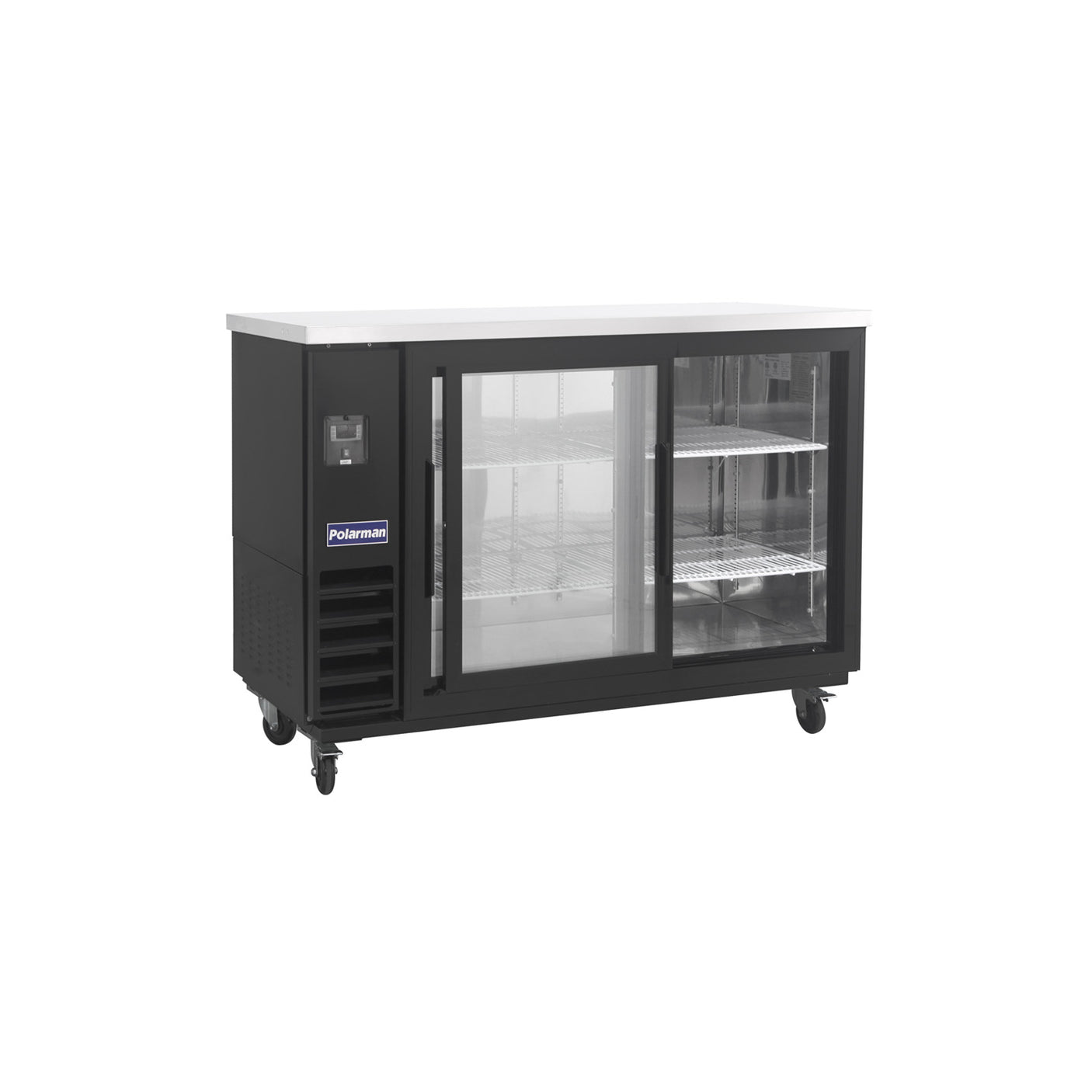 Polarman PLM-BC3-24SD 61" Black Glass Door Back Bar Refrigerator with LED Lighting