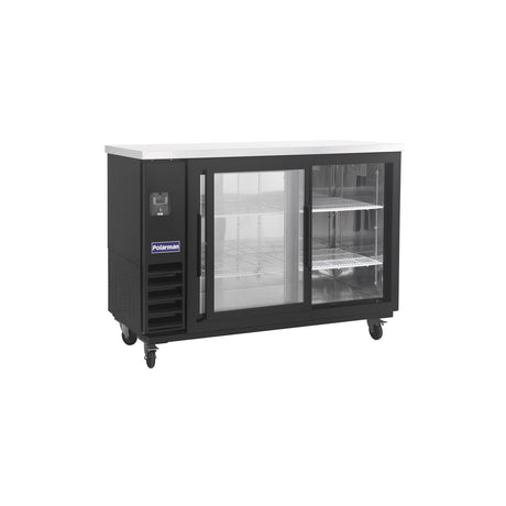 Polarman PLM-BC3-24SD 61" Black Glass Door Back Bar Refrigerator with LED Lighting