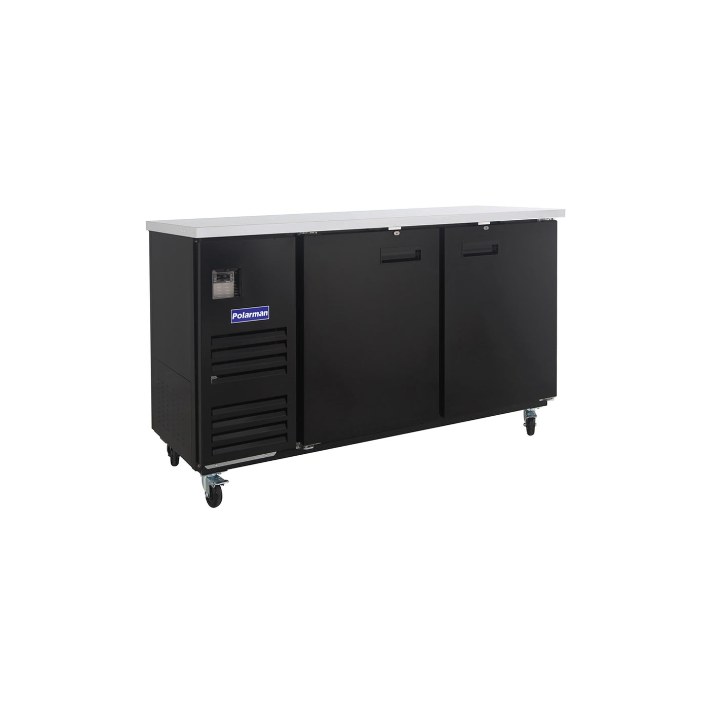 Polarman PLM-BC-3 69" Black Solid Door Back Bar Refrigerator with LED Lighting