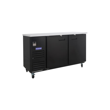 Polarman PLM-BC-3 69" Black Solid Door Back Bar Refrigerator with LED Lighting