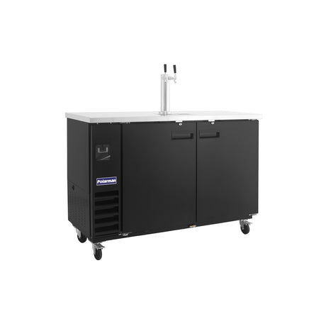Polarman PLM-BCBD3-1 61 1/16" Double Tap Kegerator Beer Dispenser with 2 Solid Doors, 16.6 cu. ft.