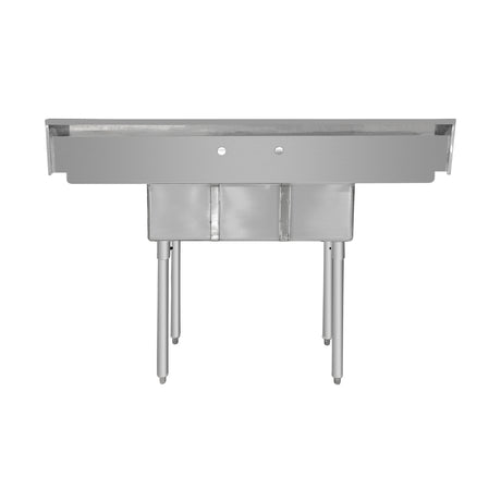 ChefAsst 72" CA-S2C181812-18LR-316 16-Gauge 304 Stainless Steel Two Compartment Commercial Sink with 430 Stainless Steel Legs, Cross Bracing, and Two 18" Drainboards - 18" x 18" x 12" Bowl