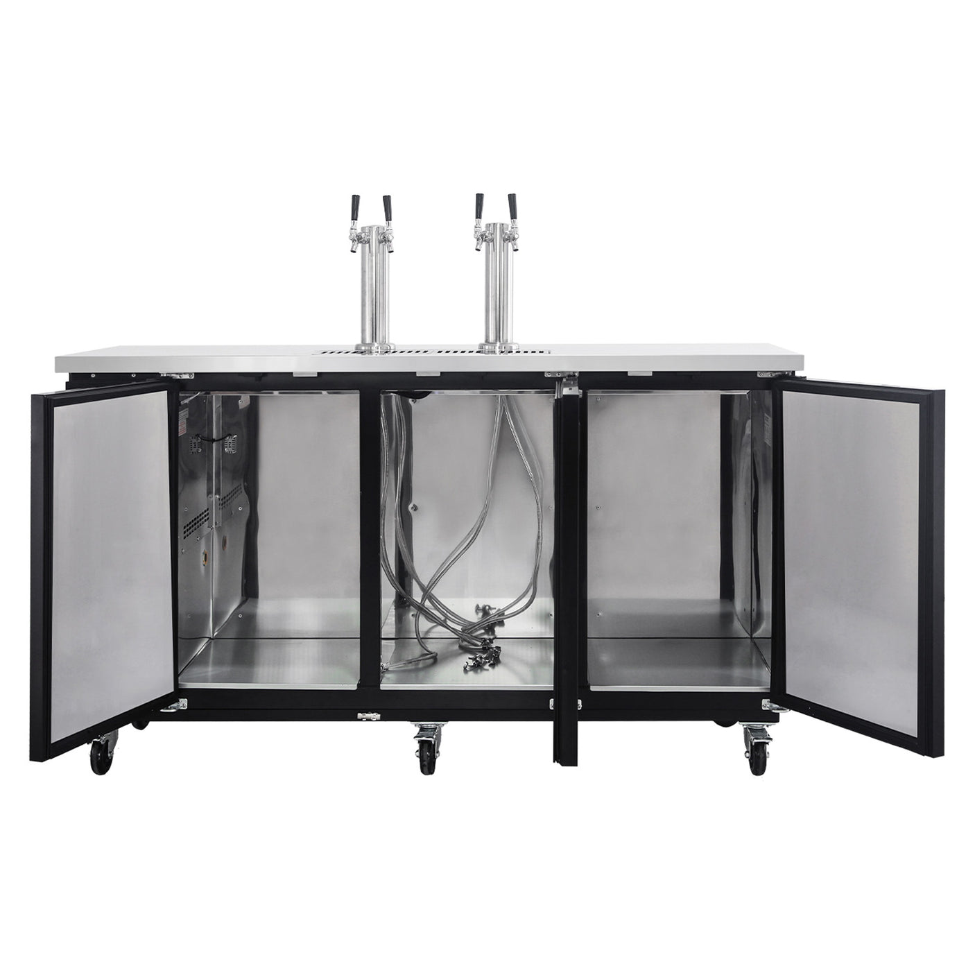 Polarman PLM-BCBD4-2 73 1/16" Dual Double-Tap Kegerator Beer Dispenser with 3 Solid Doors, 20.8 cu. ft.