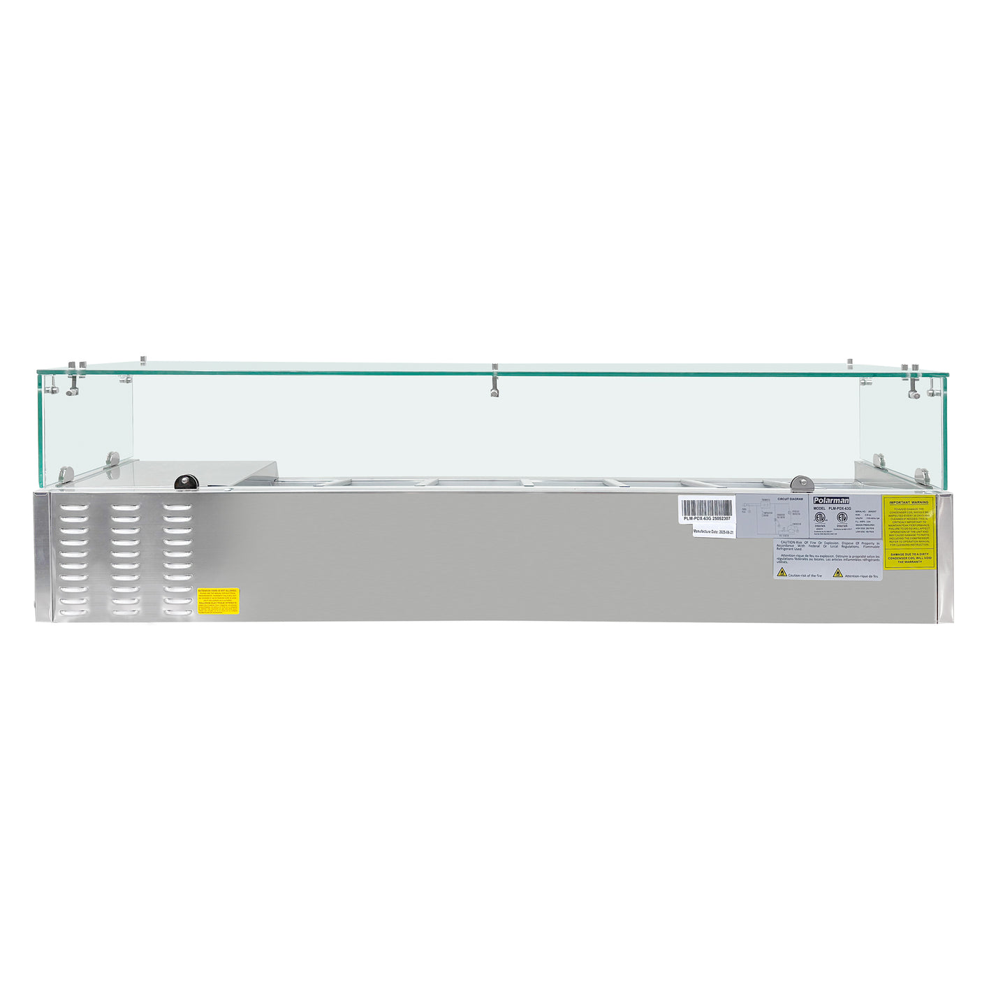 Polarman PLM-PDX-63G 63" Countertop Refrigerated Topping Rail with Sneeze Guard