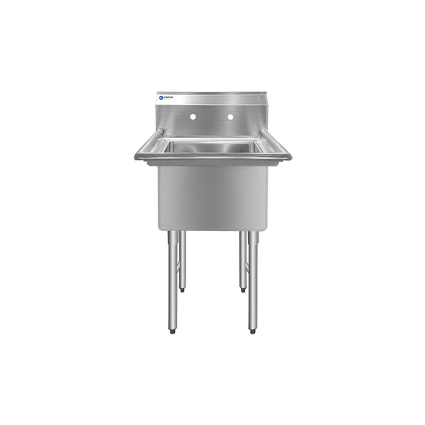 ChefAsst 24" CA-S1C181812-316 16-Gauge Stainless Steel One Compartment Commercial Sink with Stainless Steel Legs, Cross Bracing, and without Drainboards - 18" x 18" x 12" Bowl