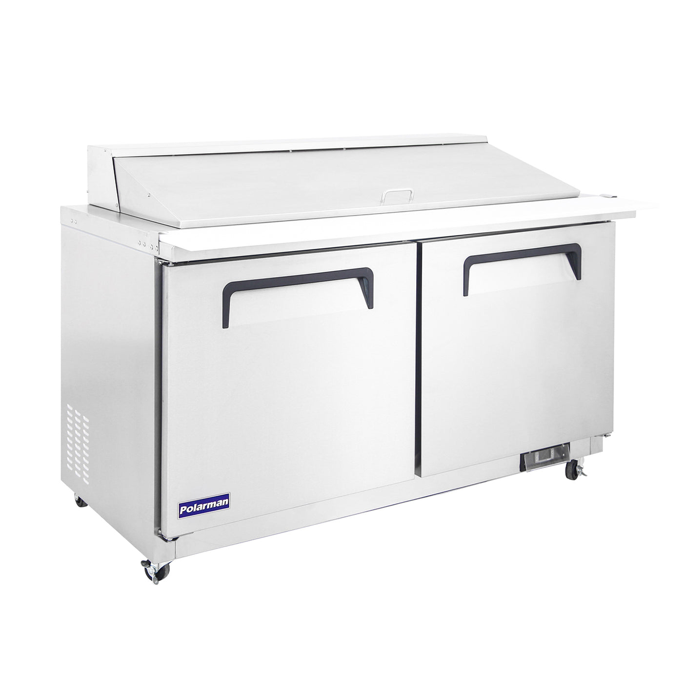 Polarman PLM-S60KS 61 1/4" Stainless Steel Mega Top Sandwich Prep Table with Two Solid Full Doors, (24) 1/6 Size Pans