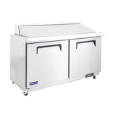 Polarman PLM-S60KS 61 1/4" Stainless Steel Mega Top Sandwich Prep Table with Two Solid Full Doors, (24) 1/6 Size Pans