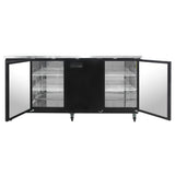 Polarman PLM-BC-4 90 3/8" Black Solid Door Back Bar Refrigerator with LED Lighting