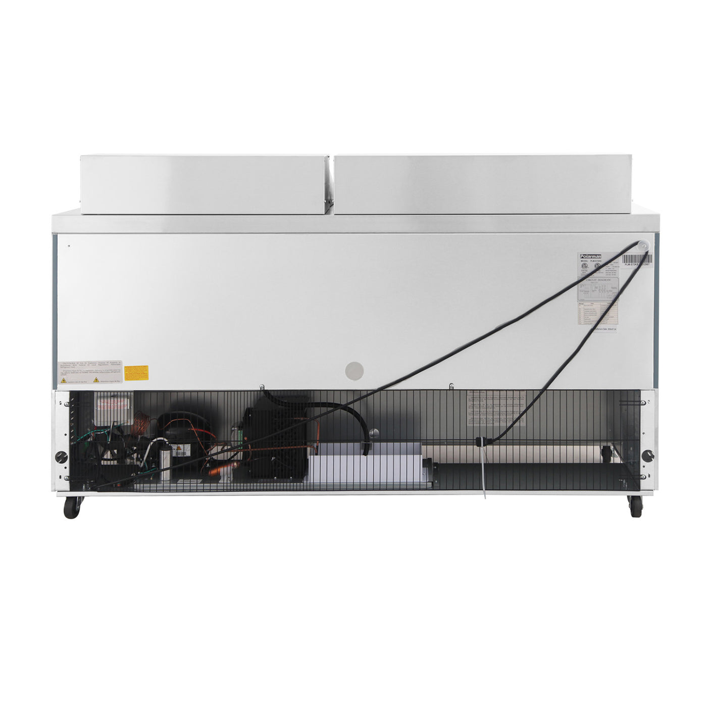 Polarman PLM-S72KS 71 3/4" Stainless Steel Mega Top Sandwich Prep Table with Three Solid Full Doors, (27) 1/6 Size Pans