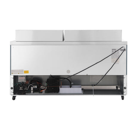 Polarman PLM-S72KS 71 3/4" Stainless Steel Mega Top Sandwich Prep Table with Three Solid Full Doors, (27) 1/6 Size Pans