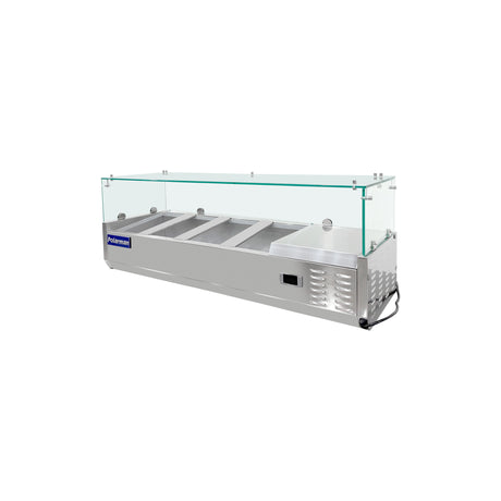 Polarman PLM-PDX-48G 47" Countertop Refrigerated Topping Rail with Sneeze Guard