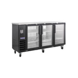 Polarman PLM-BC4-24G 73" Black Glass Door Back Bar Refrigerator with LED Lighting