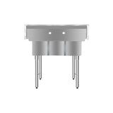 ChefAsst 36" CA-S3C101410-316 16-Gauge Stainless Steel Three Compartment Commercial Sink with Stainless Steel Legs, and without Drainboards - 10" x 14" x 10" Bowls