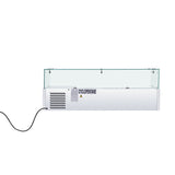 Polarman PLM-R1200L-2 47 1/5" Countertop Refrigerated Sushi Display Case with 4-Side Glass, (3) 1/4 + (2) 1/3 Size Pans