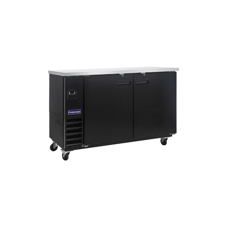 Polarman PLM-BC3-24 61" Black Solid Door Back Bar Refrigerator with LED Lighting