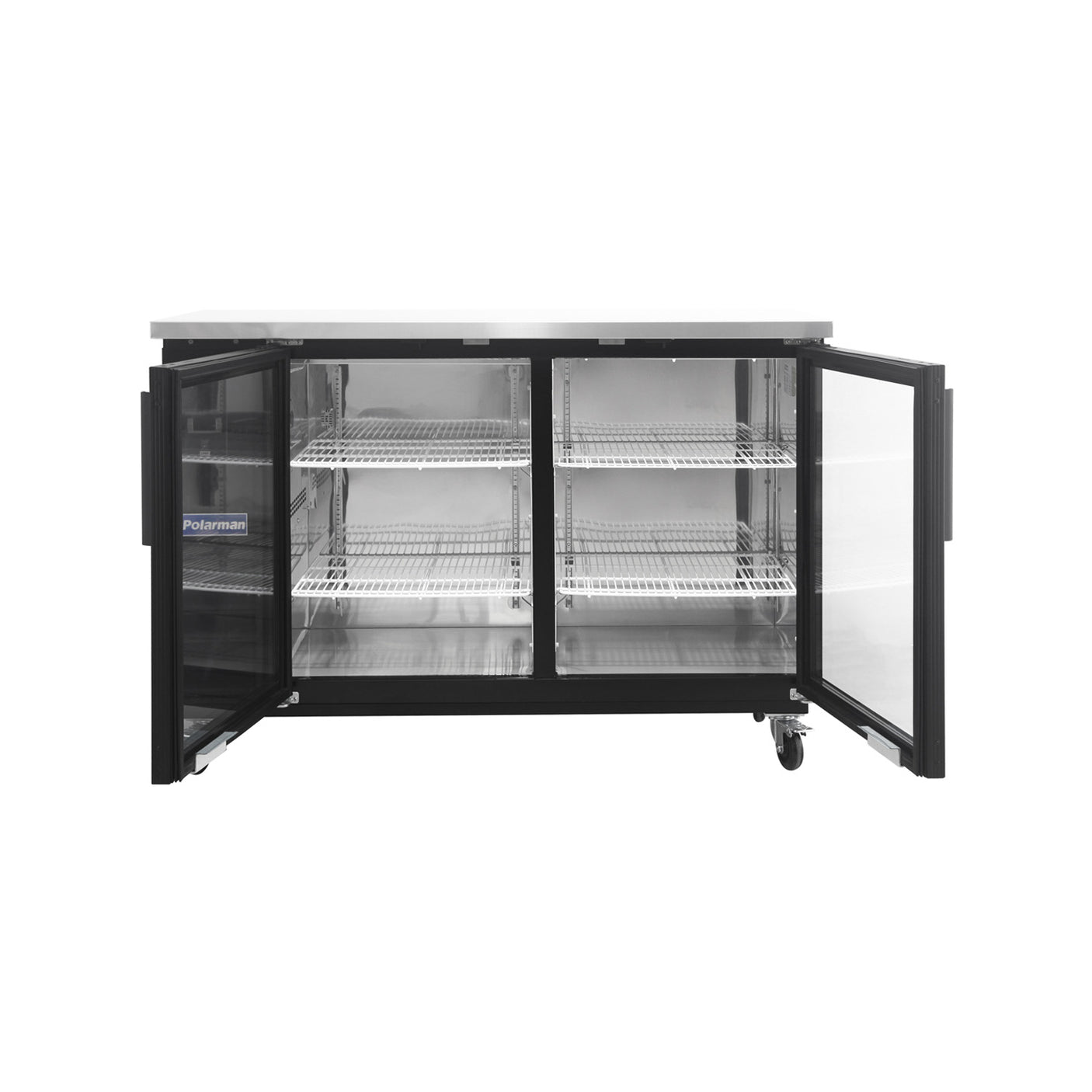 Polarman PLM-BC3-24G 61" Black Glass Door Back Bar Refrigerator with LED Lighting
