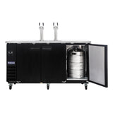 Polarman PLM-BCBD4-2 73 1/16" Dual Double-Tap Kegerator Beer Dispenser with 3 Solid Doors, 20.8 cu. ft.