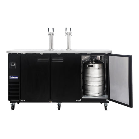 Polarman PLM-BCBD4-2 73 1/16" Dual Double-Tap Kegerator Beer Dispenser with 3 Solid Doors, 20.8 cu. ft.