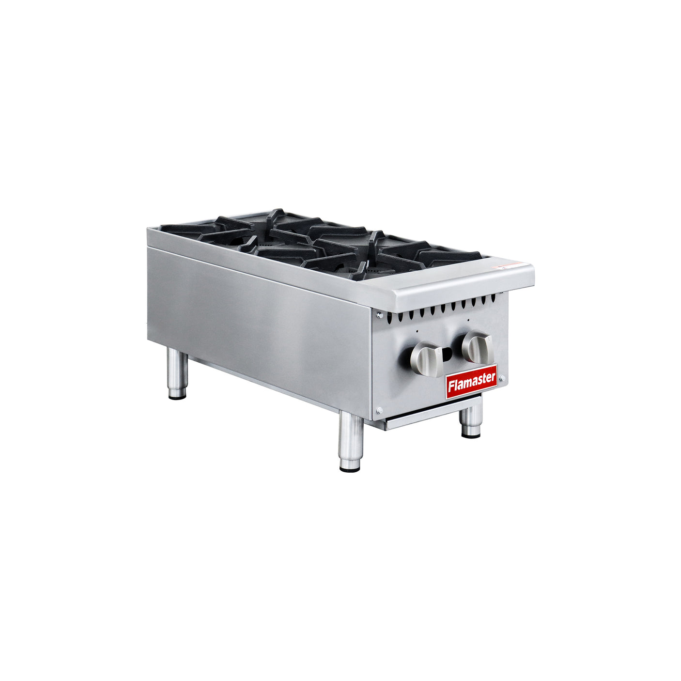 Flamaster FLM-HP12-M 12" Countertop Gas Hot Plate, NG/LPG, 50,000 BTU, 2 Burners