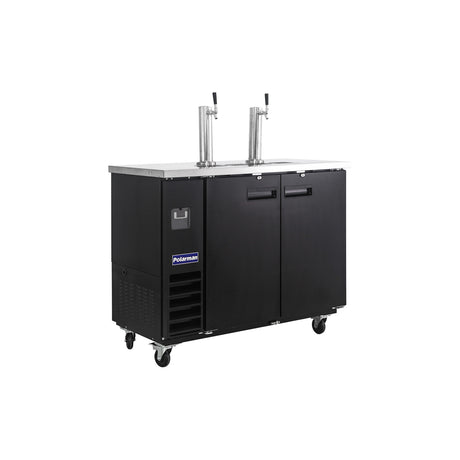 Polarman PLM-BCBD2-2 49 1/8" Dual Single-Tap Kegerator Beer Dispenser with 2 Solid Doors, 12.5 cu. ft.