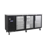 Polarman PLM-BC-4G 90 3/8" Black Glass Door Back Bar Refrigerator with LED Lighting