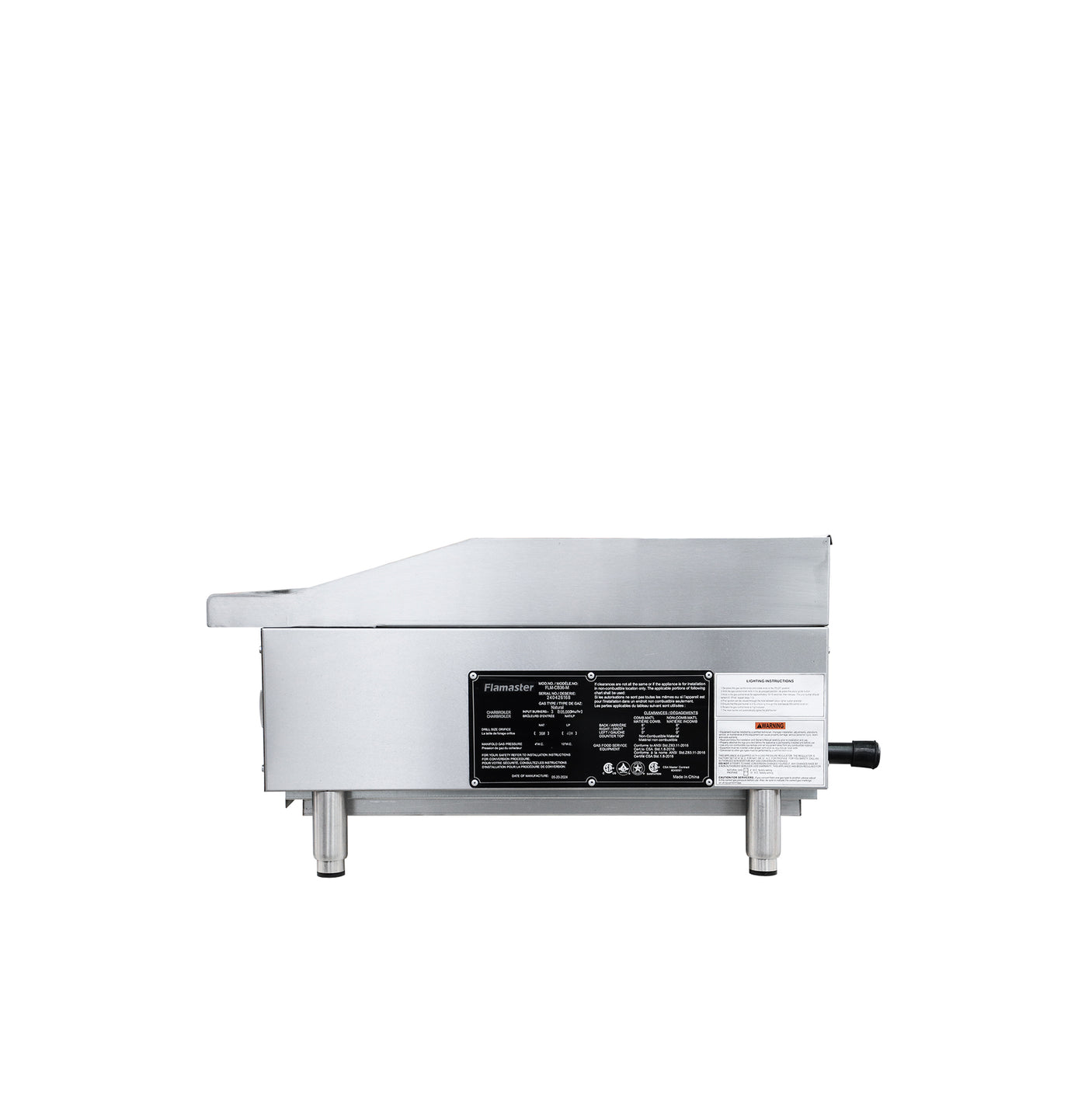 Flamaster FLM-CB36-M 36" Countertop Gas Charbroiler, NG/LPG, 105,000 BTU, 3 Burners