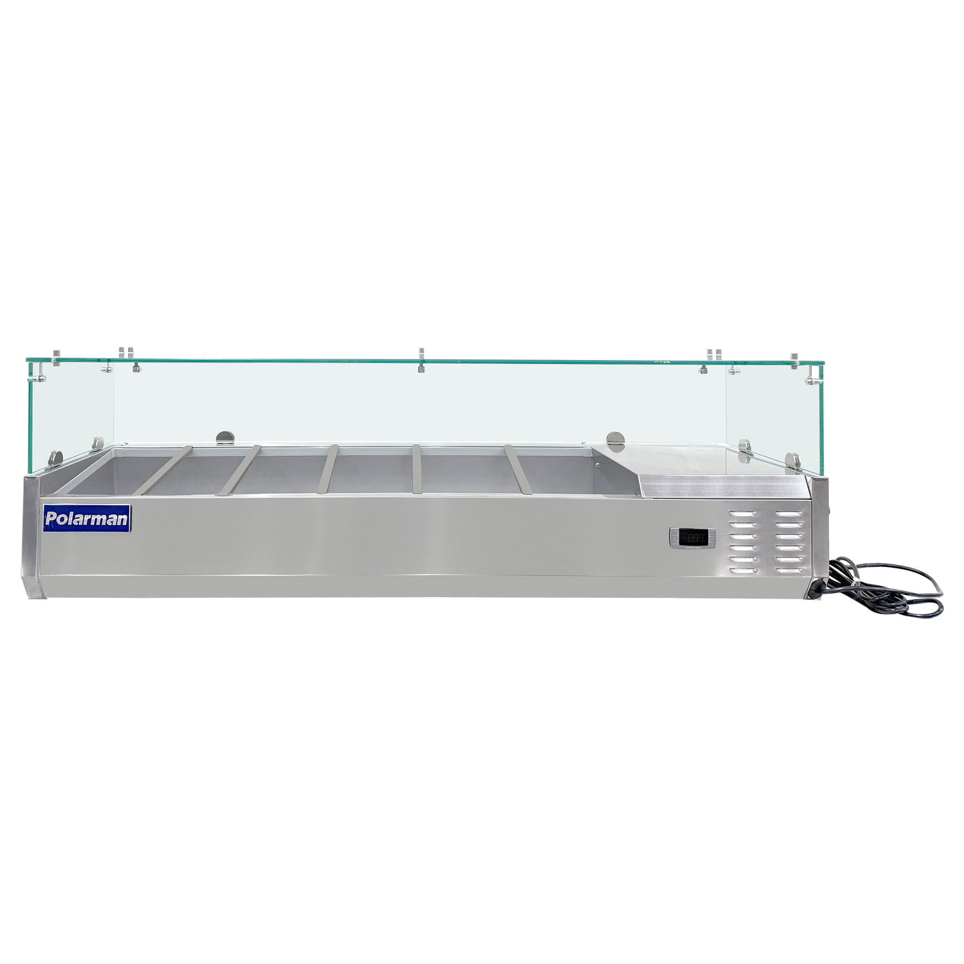 Polarman PLM-PDX-55G 55" Countertop Refrigerated Topping Rail with Sneeze Guard