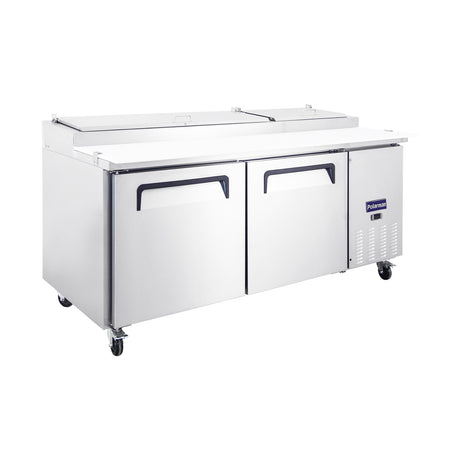 Polarman PLM-P67S 70 3/4" Refrigerated Pizza Prep Table with Two Solid Full Doors, (9) 1/3 Size Pans