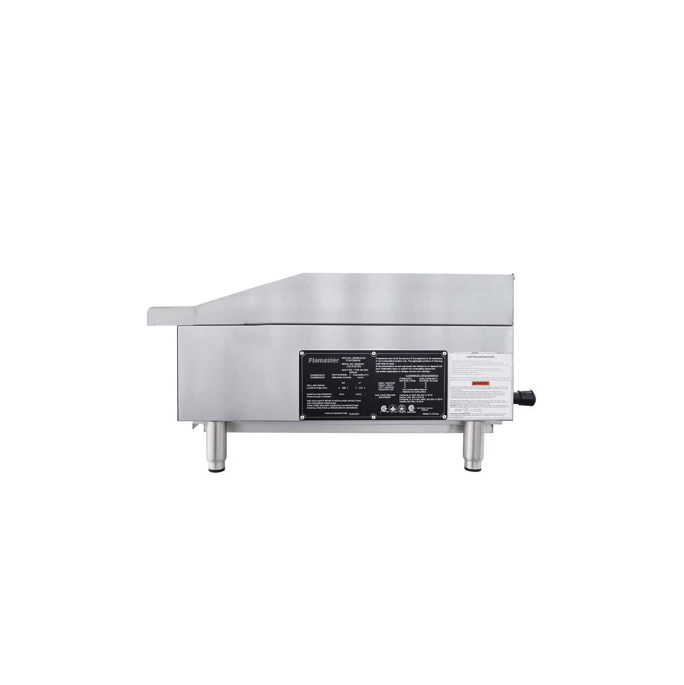 Flamaster FLM-CB48-M 48" Countertop Gas Charbroiler, NG/LPG, 140,000 BTU, 4 Burners
