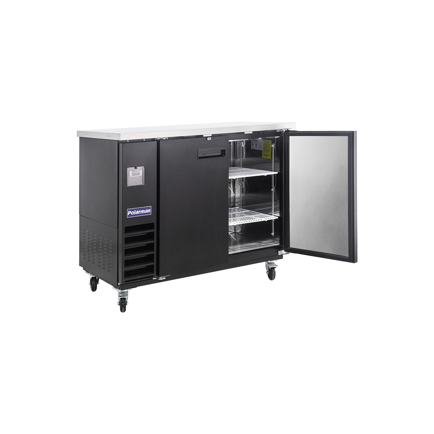 Polarman PLM-BC2-24 49" Black Solid Door Back Bar Refrigerator with LED Lighting