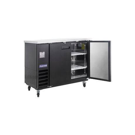Polarman PLM-BC2-24 49" Black Solid Door Back Bar Refrigerator with LED Lighting