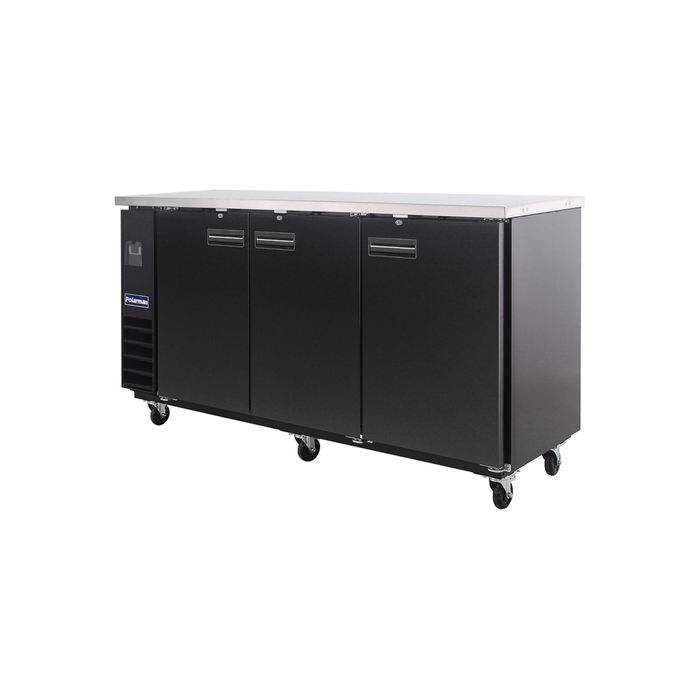 Polarman PLM-BC4-24 73" Black Solid Door Back Bar Refrigerator with LED Lighting