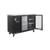 Polarman PLM-BC-2G 58 3/4" Black Glass Door Back Bar Refrigerator with LED Lighting