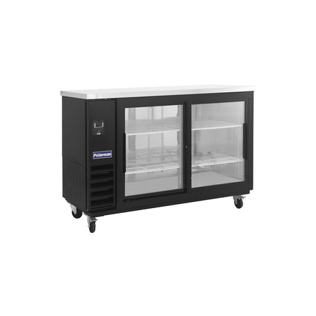 Polarman PLM-BC3-24SD 61" Black Glass Door Back Bar Refrigerator with LED Lighting