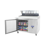 Polarman PLM-P44S 47 3/8" Refrigerated Pizza Prep Table with One Solid Full Door, (6) 1/3 Size Pans