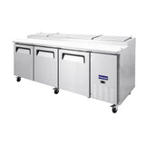Polarman PLM-P93S 94 3/16" Refrigerated Pizza Prep Table with Three Solid Full Doors, (12) 1/3 Size Pans