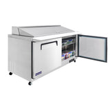 Polarman PLM-S60KS 61 1/4" Stainless Steel Mega Top Sandwich Prep Table with Two Solid Full Doors, (24) 1/6 Size Pans