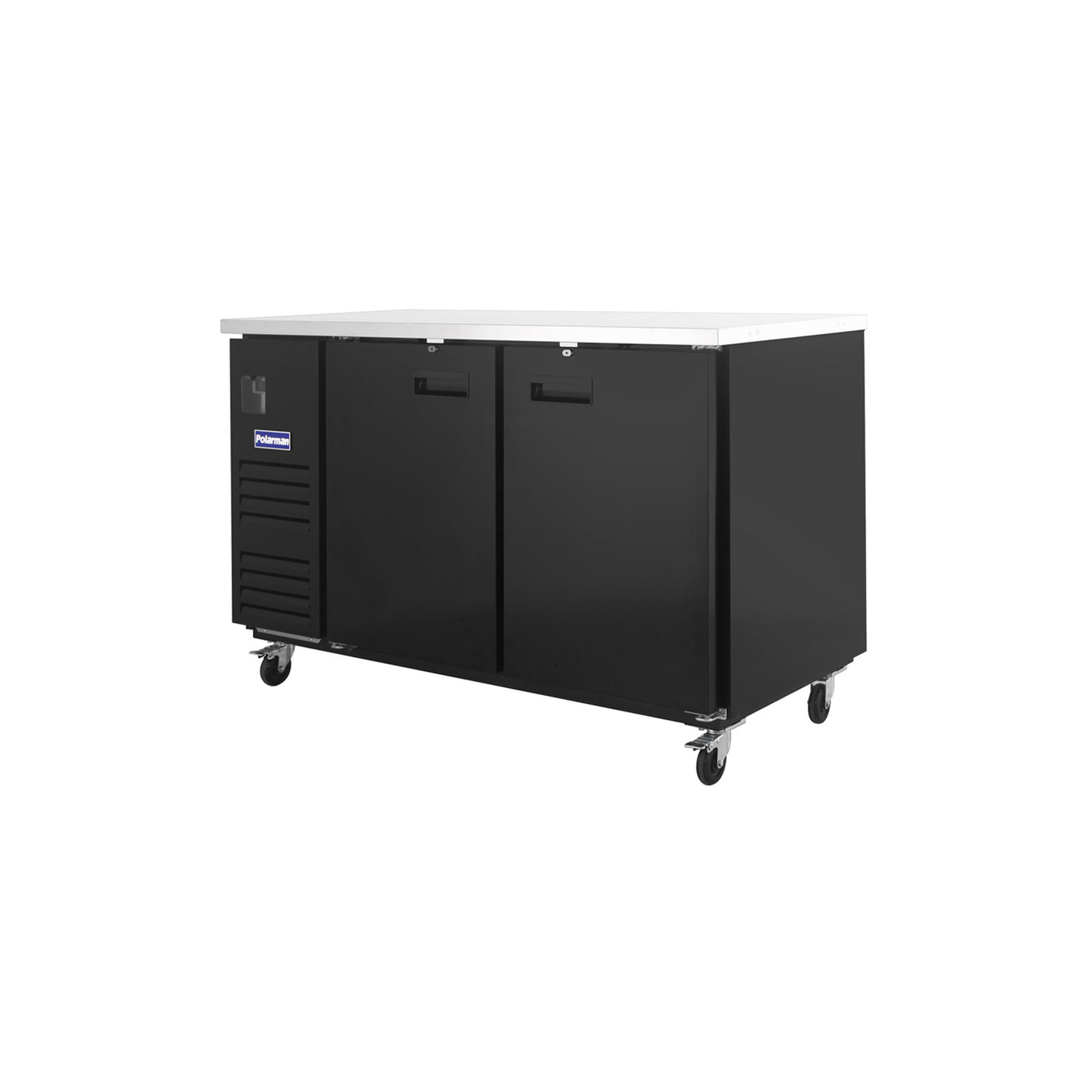Polarman PLM-BC-3 69" Black Solid Door Back Bar Refrigerator with LED Lighting