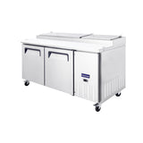 Polarman PLM-P67S 70 3/4" Refrigerated Pizza Prep Table with Two Solid Full Doors, (9) 1/3 Size Pans
