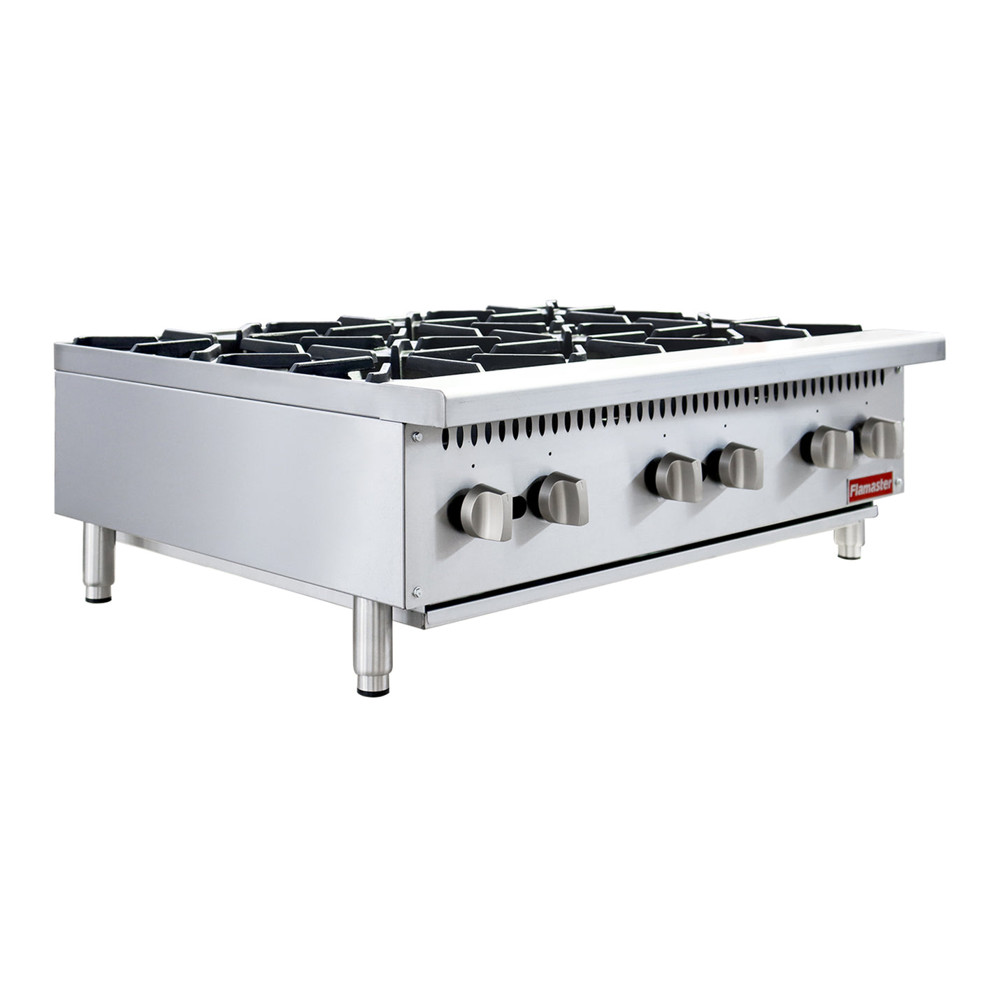 Flamaster FLM-HP36-M 36" Countertop Gas Hot Plate, NG/LPG, 150,000 BTU, 6 Burners