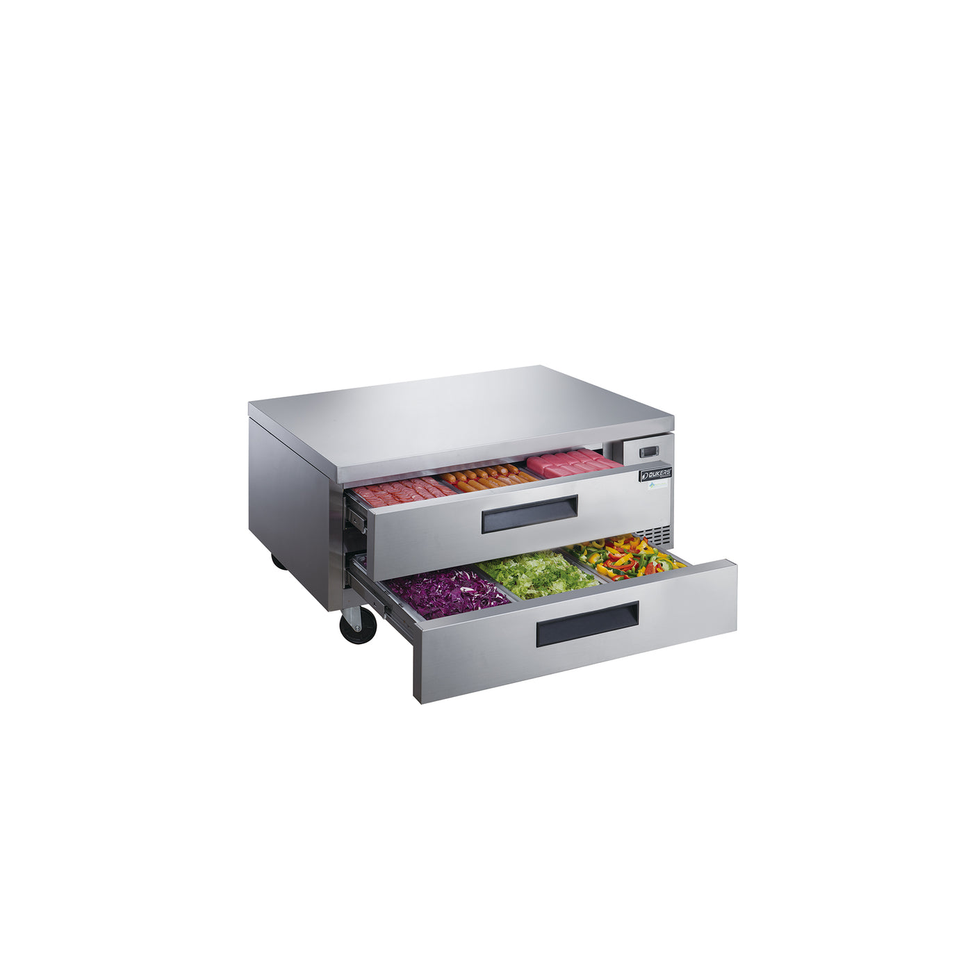 Dukers DCB48-D2 48" Refrigerated Chef Base with 2 Drawers, All Stainless Steel