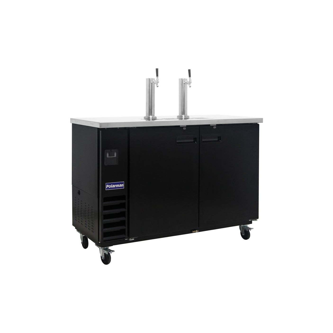 Polarman PLM-BCBD3-2 61 1/16" Dual Single-Tap Kegerator Beer Dispenser with 2 Solid Doors, 16.6 cu. ft.
