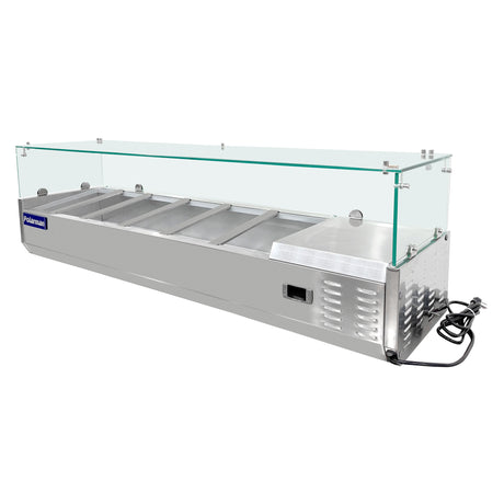 Polarman PLM-PDX-55G 55" Countertop Refrigerated Topping Rail with Sneeze Guard
